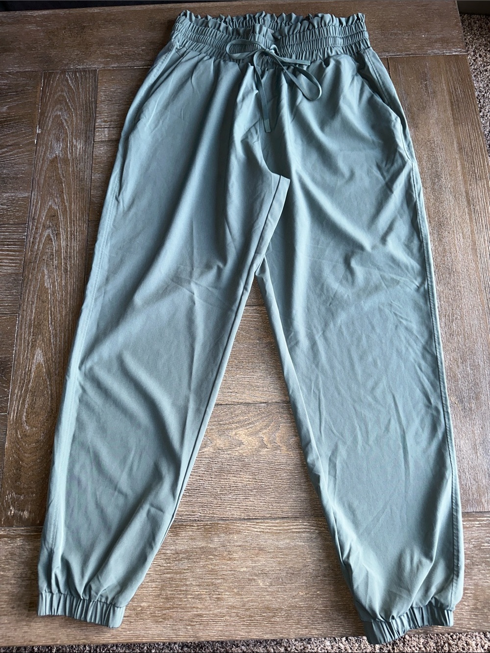 Revival Women's Sage Green Paperbag Waist Track Pants